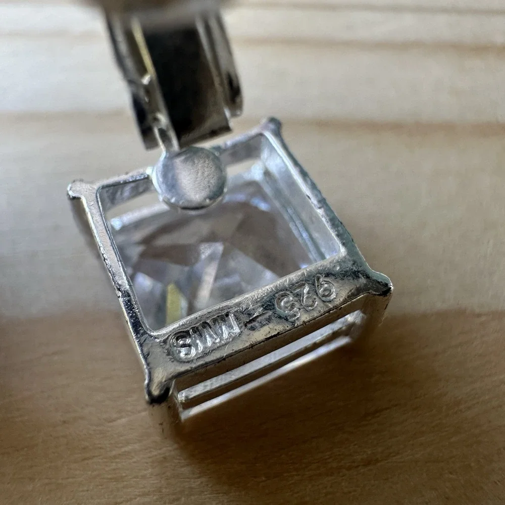 VTG MWS Mark Wasserman Samara Clip Earrings Cubic‎ Zirconia 925 Sterling 6.7g